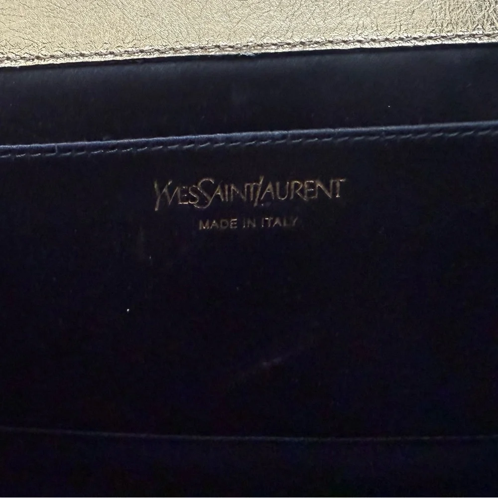 Yves Saint Laurent Black and Gold Leather Wallet - Picture 5 of 6